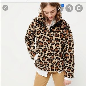 JCrew snap collar Sherpa leopard XXS